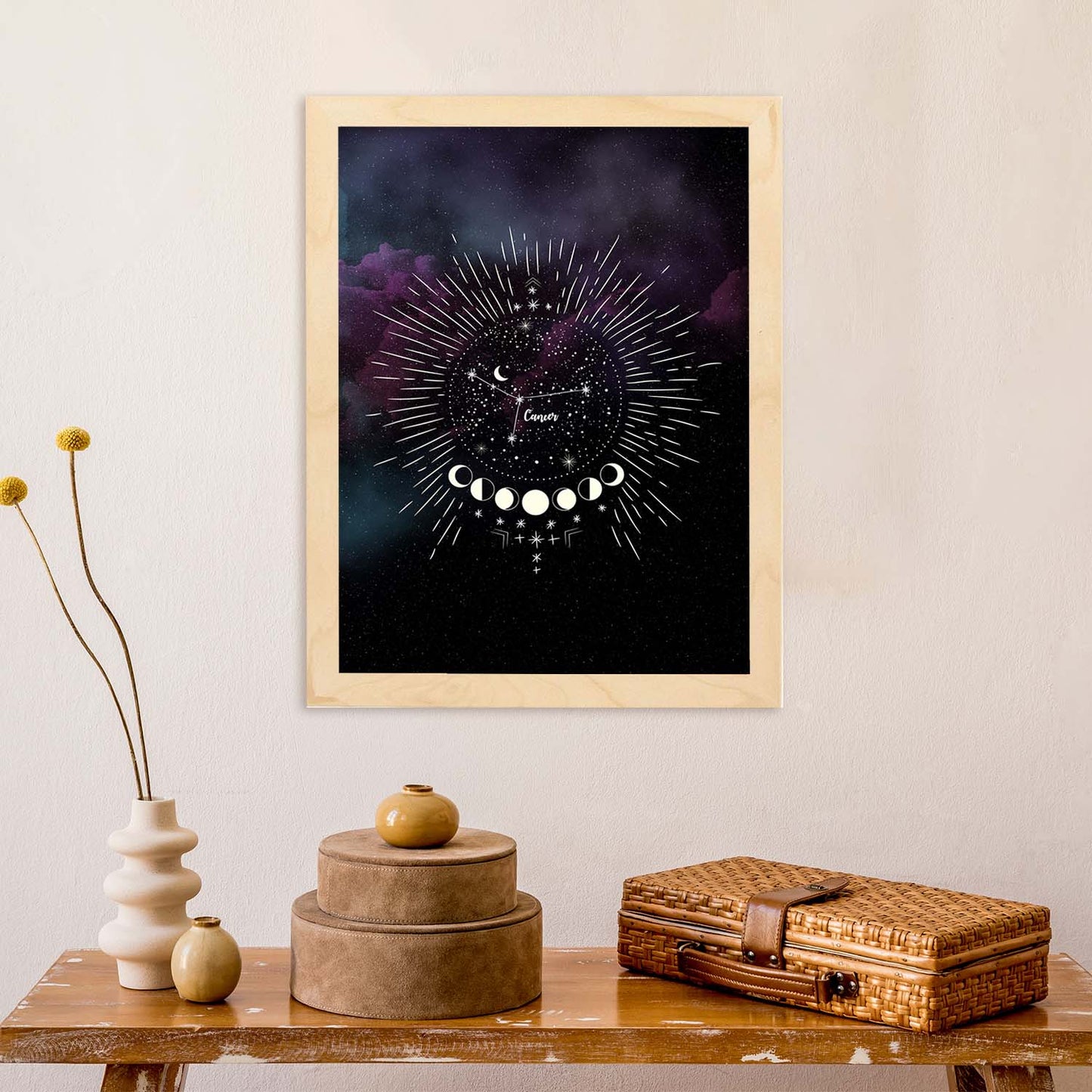 Lamina con la constelación Cancer. Poster con símbolo del Zodiaco en y Fondo del Cielo Estrellado-Artwork-Nacnic-Nacnic Estudio SL