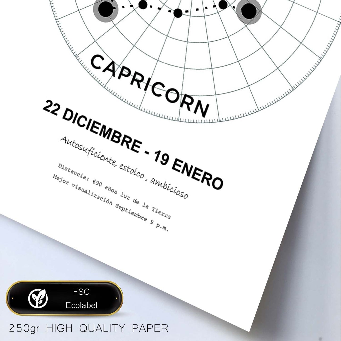 Lamina con la constelación Capricorn. Poster con símbolo del zodiaco en y fondo del cielo estrellado-Artwork-Nacnic-Nacnic Estudio SL