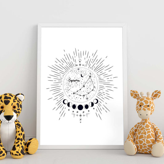 Lamina con la constelación Capricornio. Poster con símbolo del zodiaco en y fondo blanco-Artwork-Nacnic-Nacnic Estudio SL