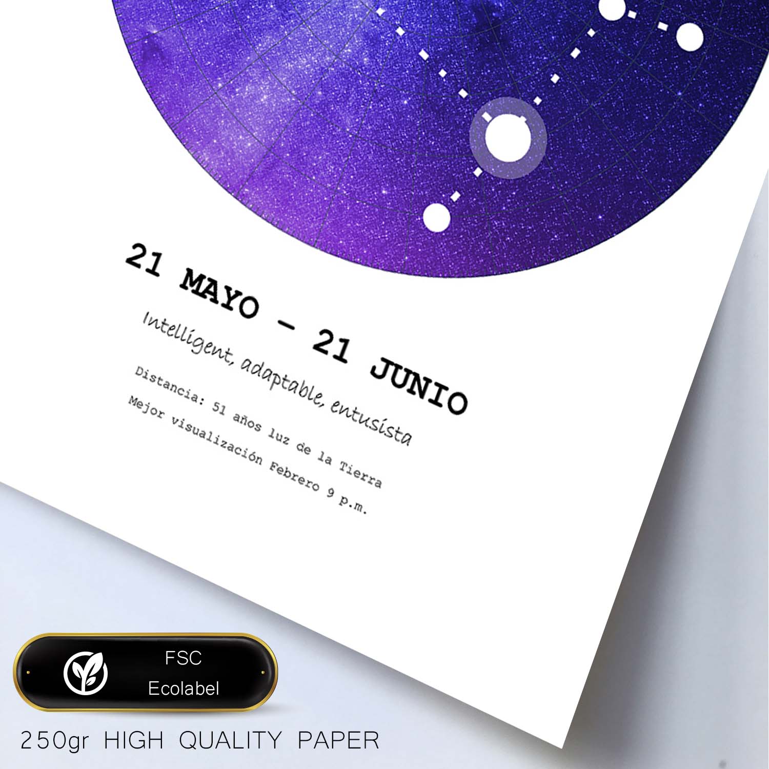 Lamina con la constelación Gemini. Poster con símbolo del zodiaco en y fondo blanco-Artwork-Nacnic-Nacnic Estudio SL