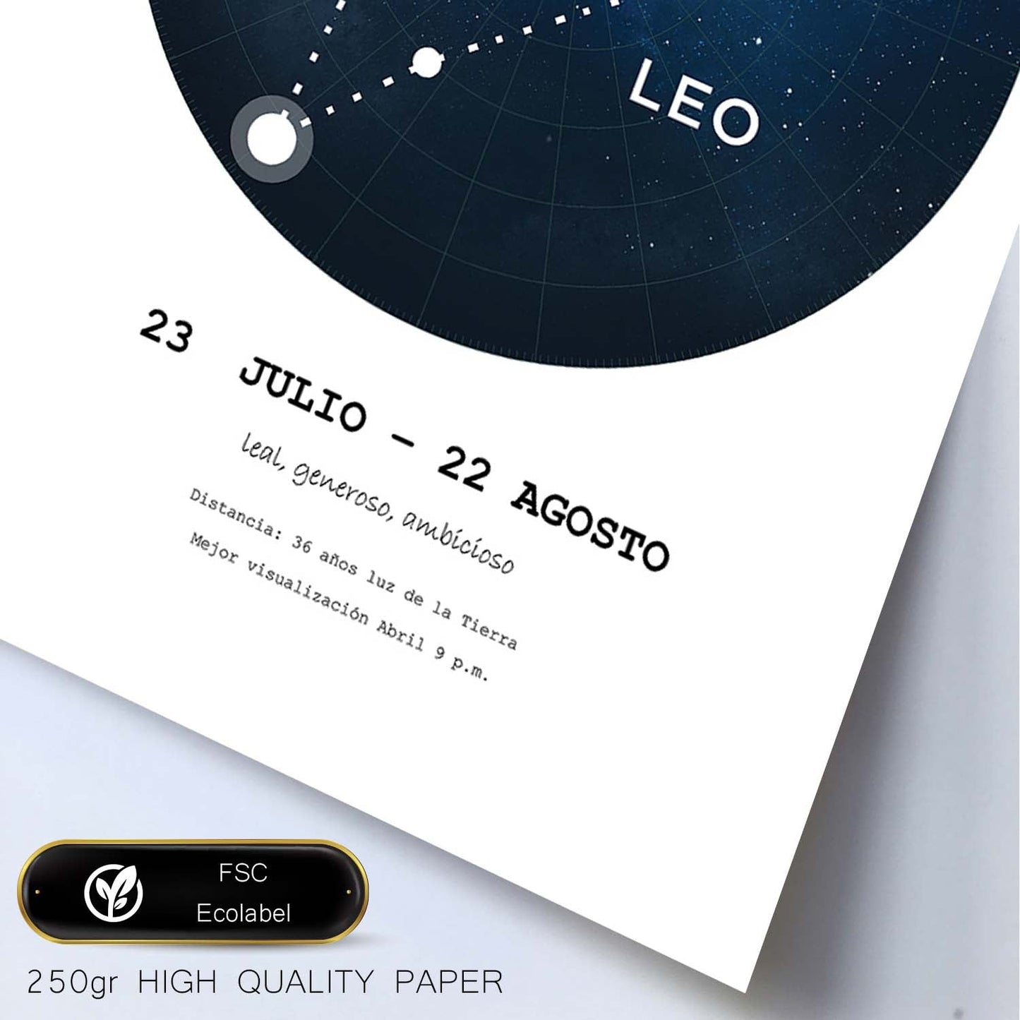 Lamina con la constelación Leo. Poster con símbolo del zodiaco en y fondo blanco-Artwork-Nacnic-Nacnic Estudio SL