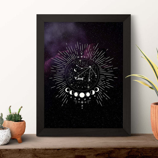Lamina con la constelación Libra. Poster con símbolo del Zodiaco en y Fondo del Cielo Estrellado-Artwork-Nacnic-Nacnic Estudio SL