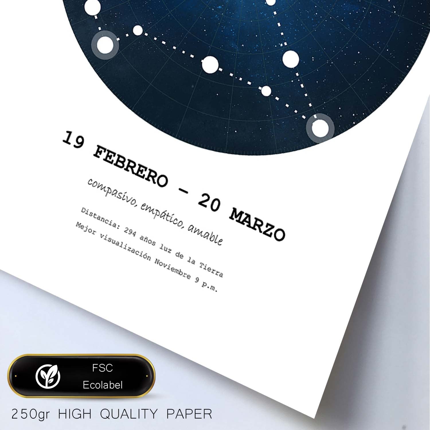 Lamina con la constelación Pisces. Poster con símbolo del zodiaco en y fondo blanco-Artwork-Nacnic-Nacnic Estudio SL