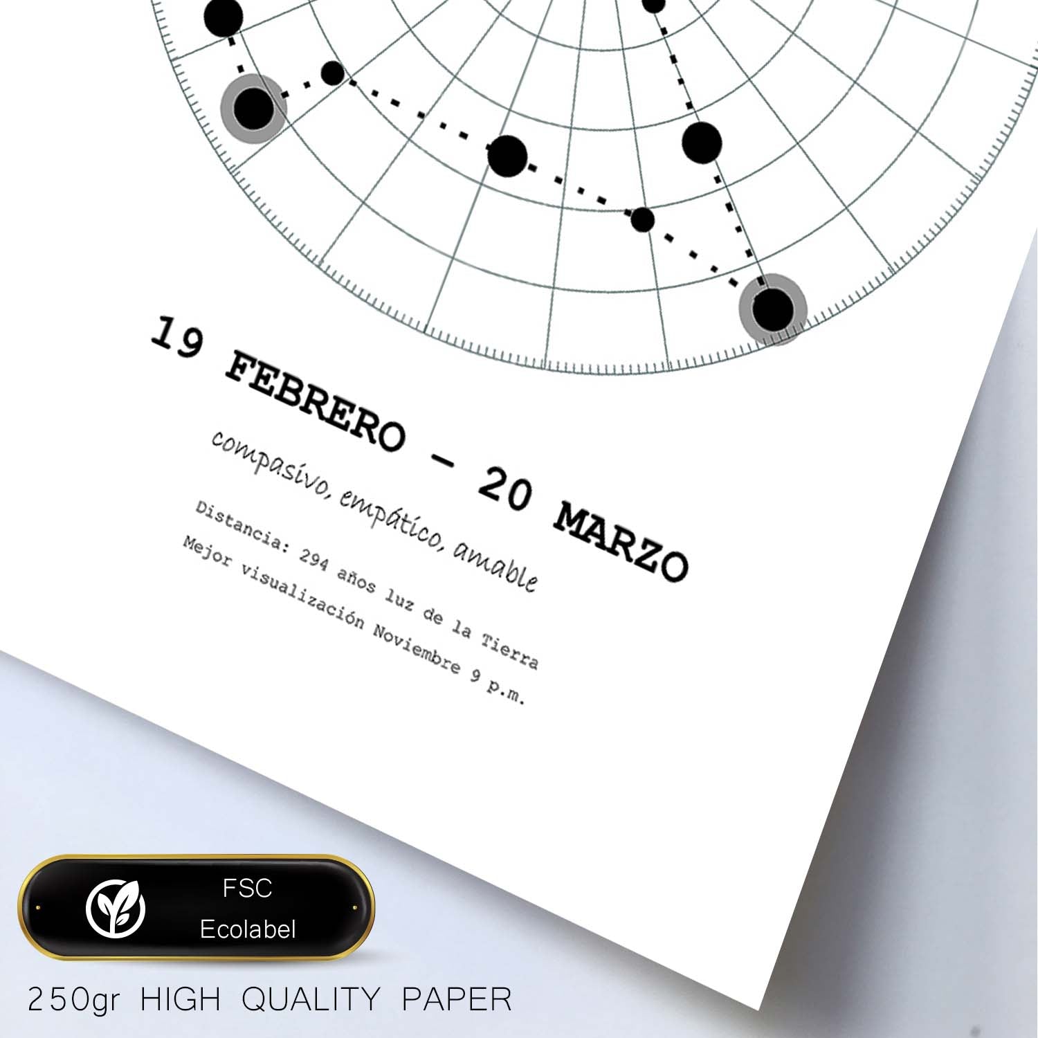 Lamina con la constelación Piscis. Poster con símbolo del zodiaco en y fondo del cielo estrellado-Artwork-Nacnic-Nacnic Estudio SL