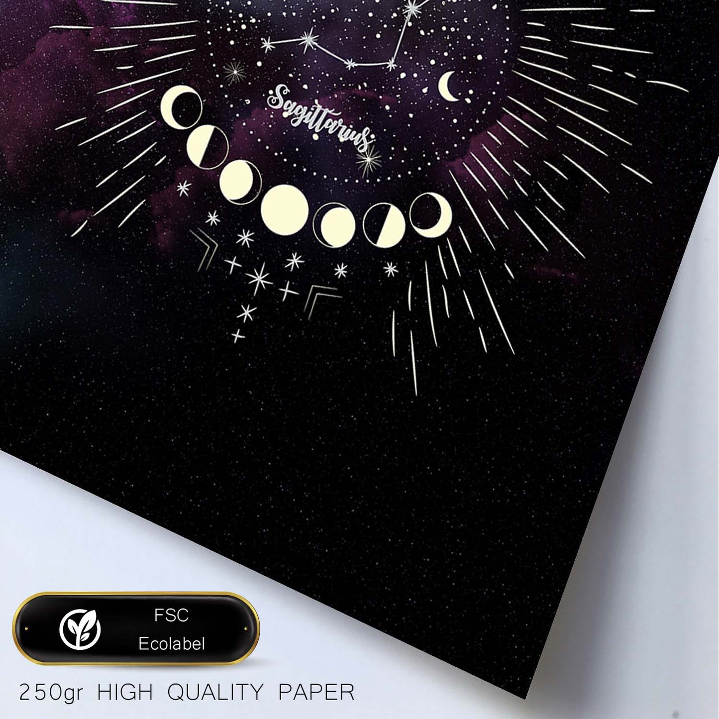 Lamina con la constelación Sagitario. Poster con símbolo del Zodiaco en y Fondo del Cielo Estrellado-Artwork-Nacnic-Nacnic Estudio SL
