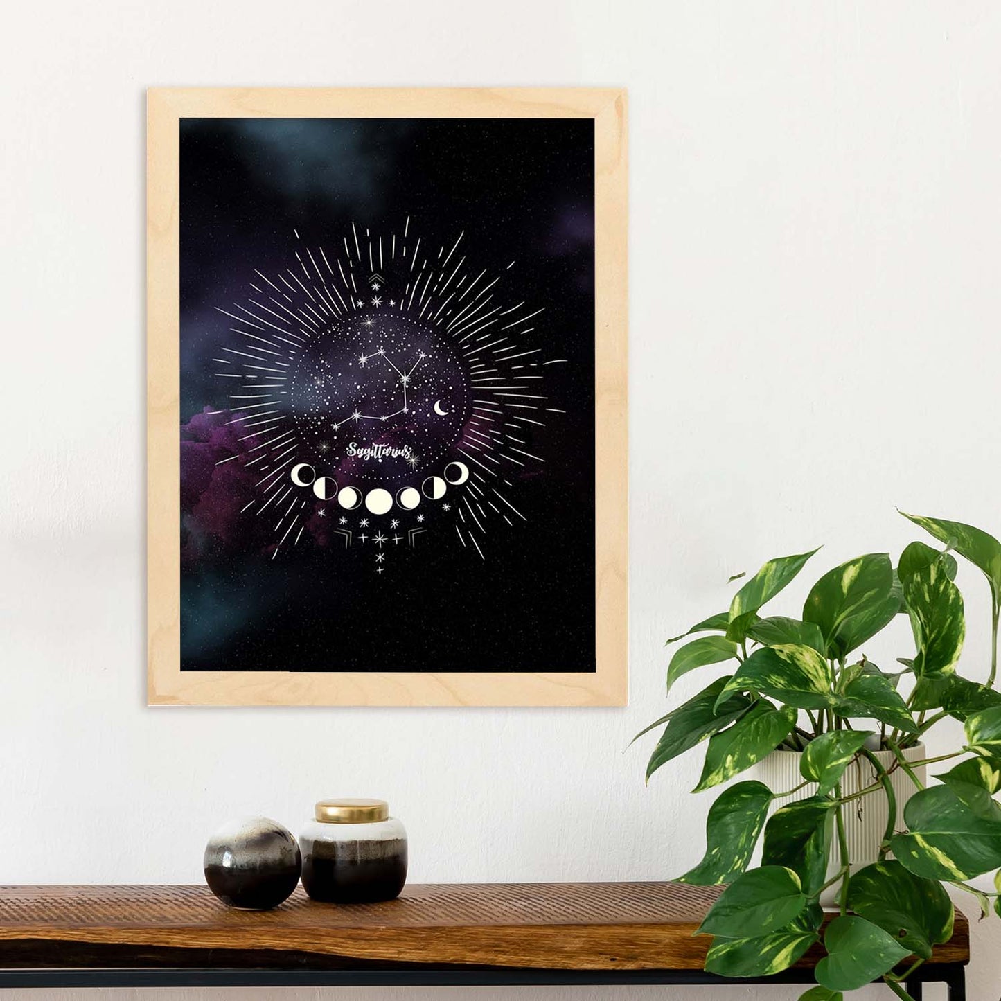Lamina con la constelación Sagitario. Poster con símbolo del Zodiaco en y Fondo del Cielo Estrellado-Artwork-Nacnic-Nacnic Estudio SL