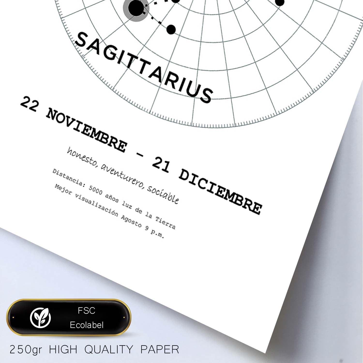 Lamina con la constelación Sagittarius. Poster con símbolo del zodiaco en y fondo del cielo estrellado-Artwork-Nacnic-Nacnic Estudio SL