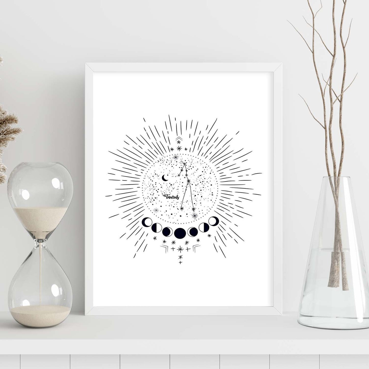 Lamina con la constelación Tauro. Poster con símbolo del zodiaco en y fondo blanco-Artwork-Nacnic-Nacnic Estudio SL