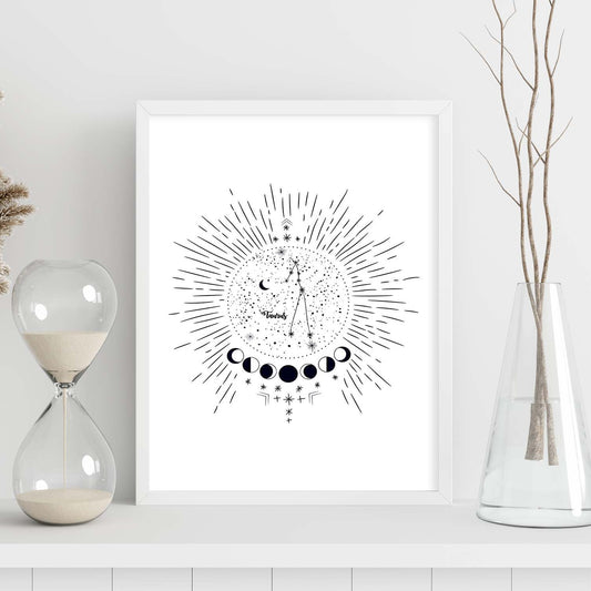 Lamina con la constelación Tauro. Poster con símbolo del zodiaco en y fondo blanco-Artwork-Nacnic-Nacnic Estudio SL