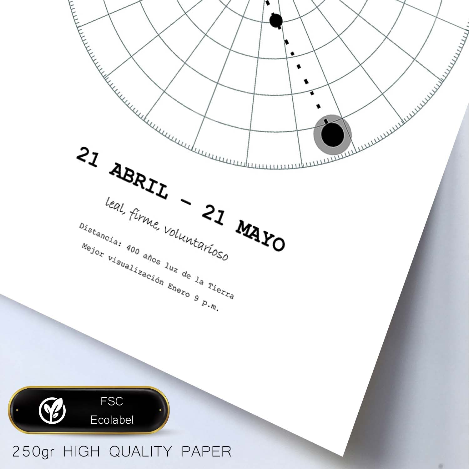 Lamina con la constelación Taurus. Poster con símbolo del zodiaco en y fondo del cielo estrellado-Artwork-Nacnic-Nacnic Estudio SL