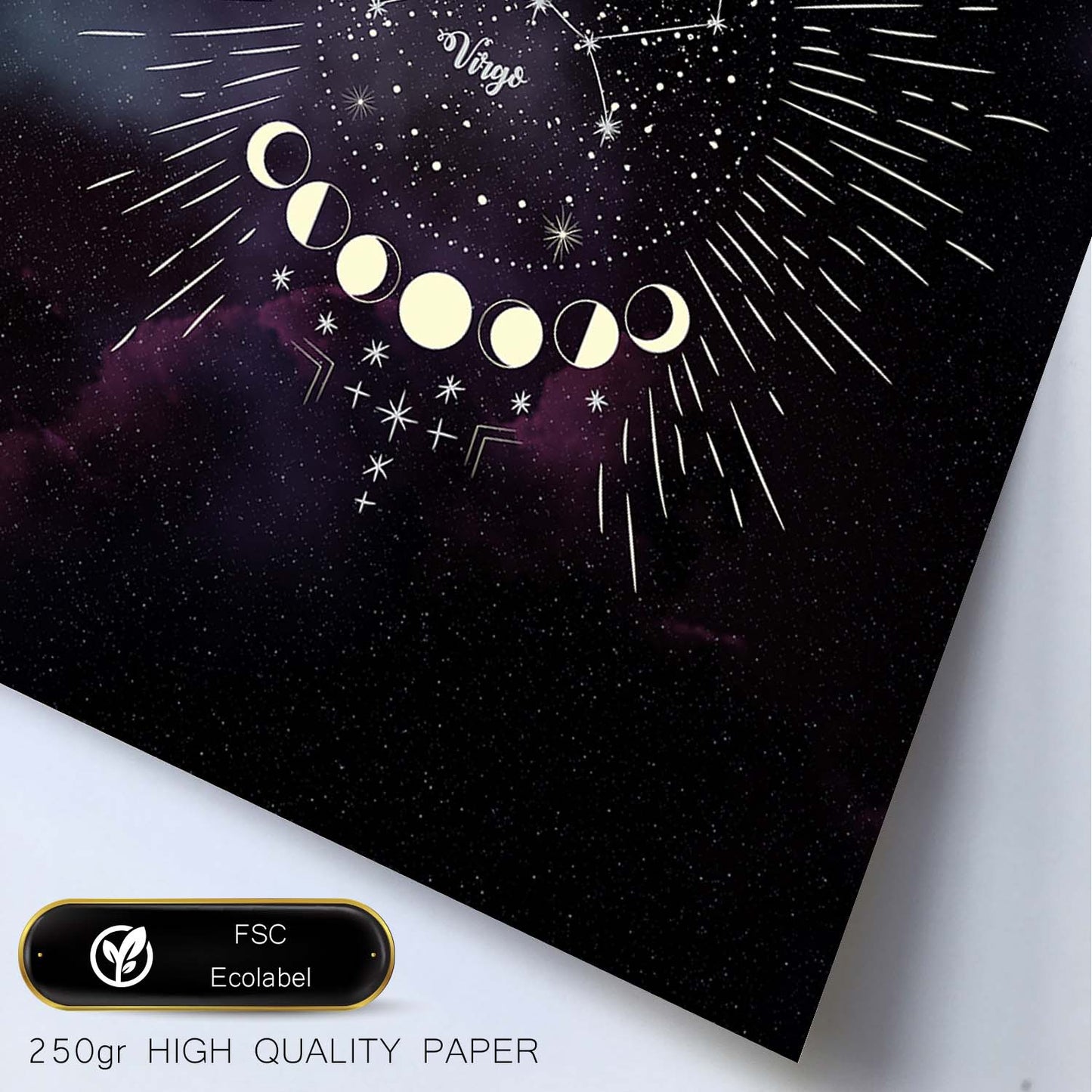 Lamina con la constelación Virgo. Poster con símbolo del Zodiaco en y Fondo del Cielo Estrellado-Artwork-Nacnic-Nacnic Estudio SL