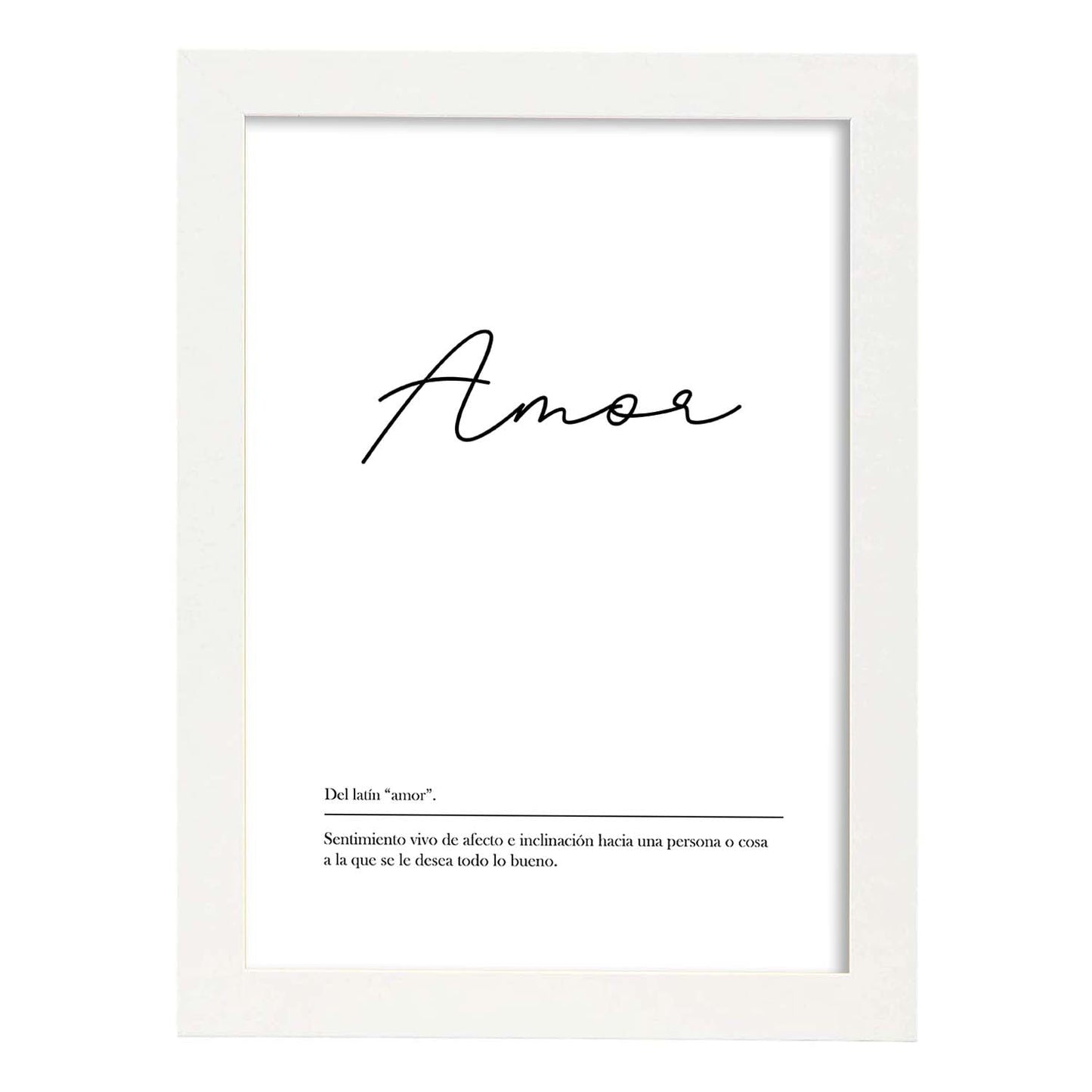 Lámina con la definición de la palabra Amor en con fondo Blanco nórdico-Artwork-Nacnic-A3-Marco Blanco-Nacnic Estudio SL