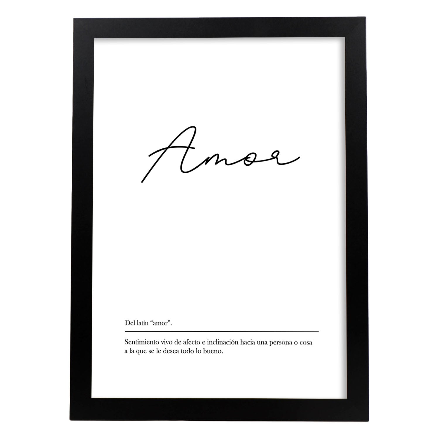Lámina con la definición de la palabra Amor en con fondo Blanco nórdico-Artwork-Nacnic-A4-Marco Negro-Nacnic Estudio SL