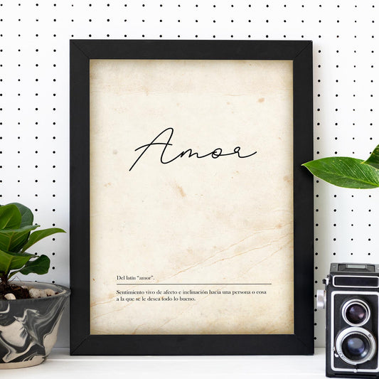 Lámina con la definición de la palabra Amor en con Fondo Vintage-Artwork-Nacnic-Nacnic Estudio SL