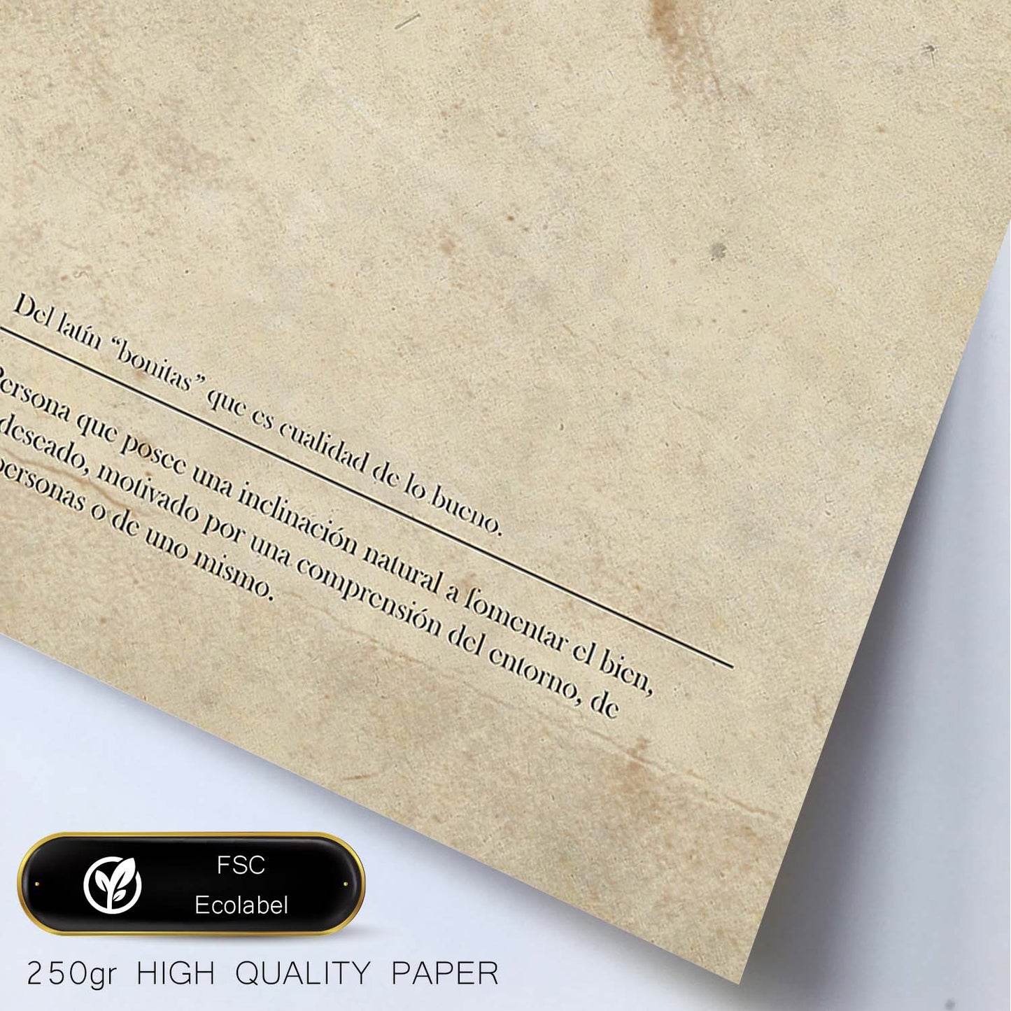 Lámina con la definición de la palabra Bondadoso en con Fondo Vintage-Artwork-Nacnic-Nacnic Estudio SL