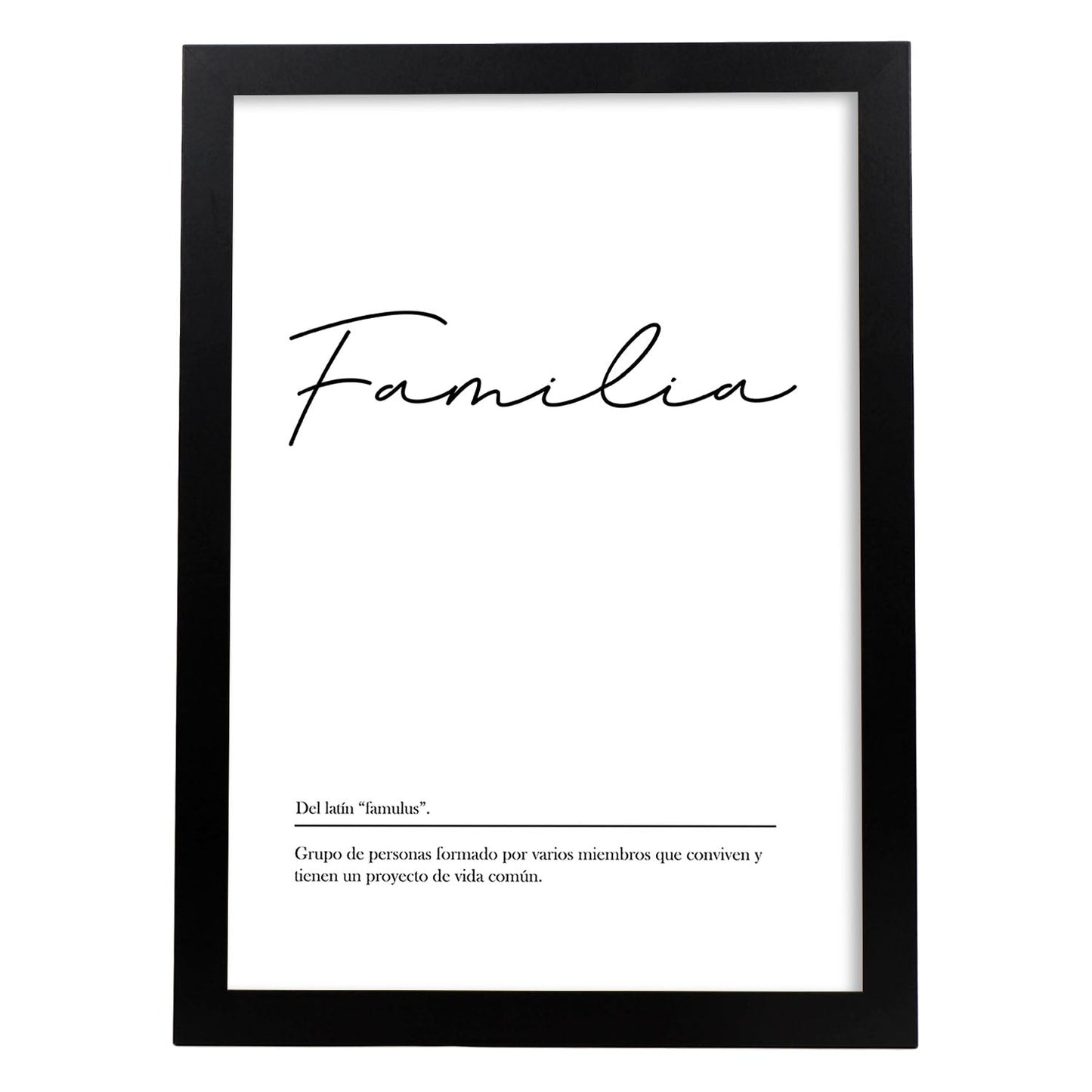Lámina con la definición de la palabra Familia en con fondo Blanco nórdico-Artwork-Nacnic-A3-Marco Negro-Nacnic Estudio SL