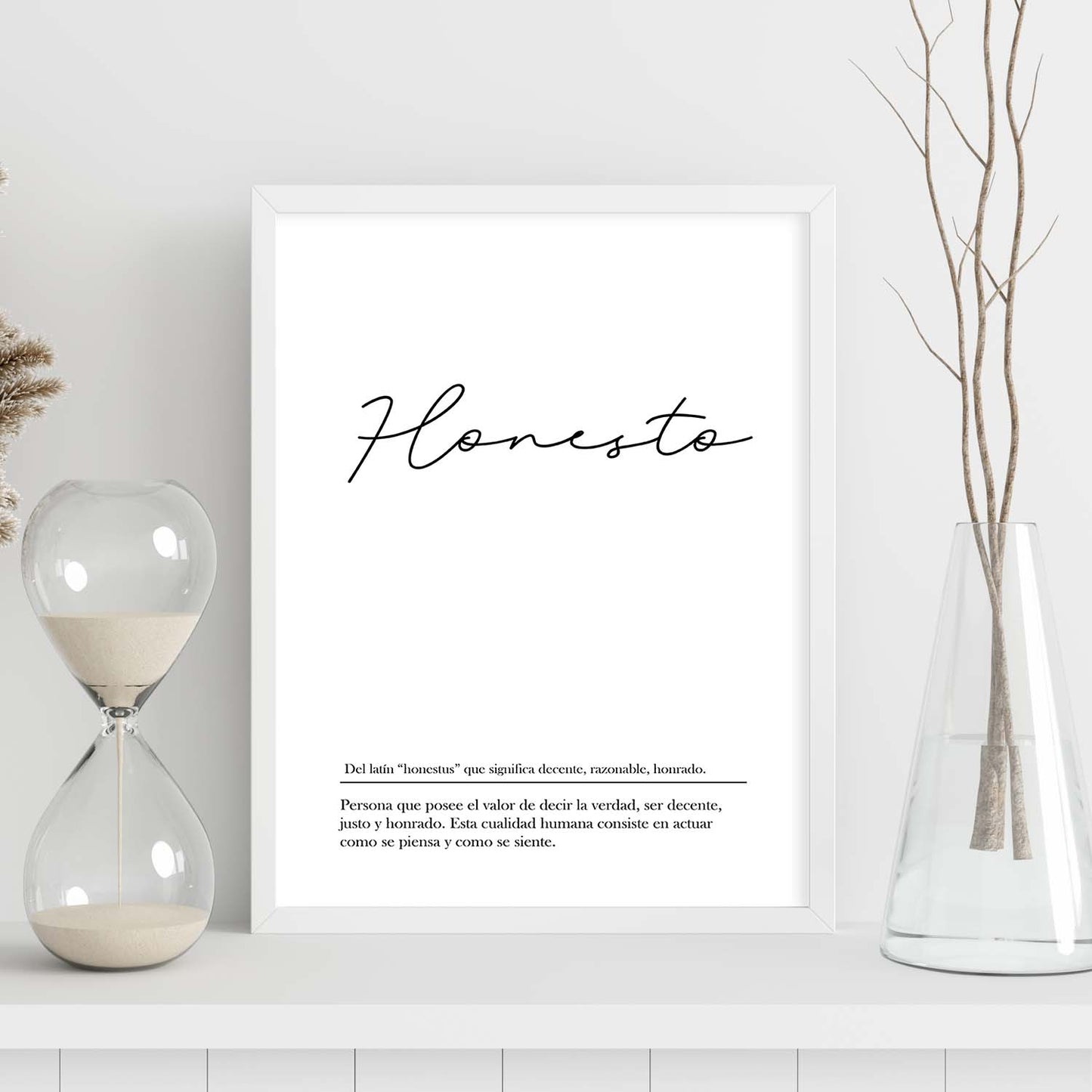 Lámina con la definición de la palabra Honesto en con fondo Blanco nórdico-Artwork-Nacnic-Nacnic Estudio SL