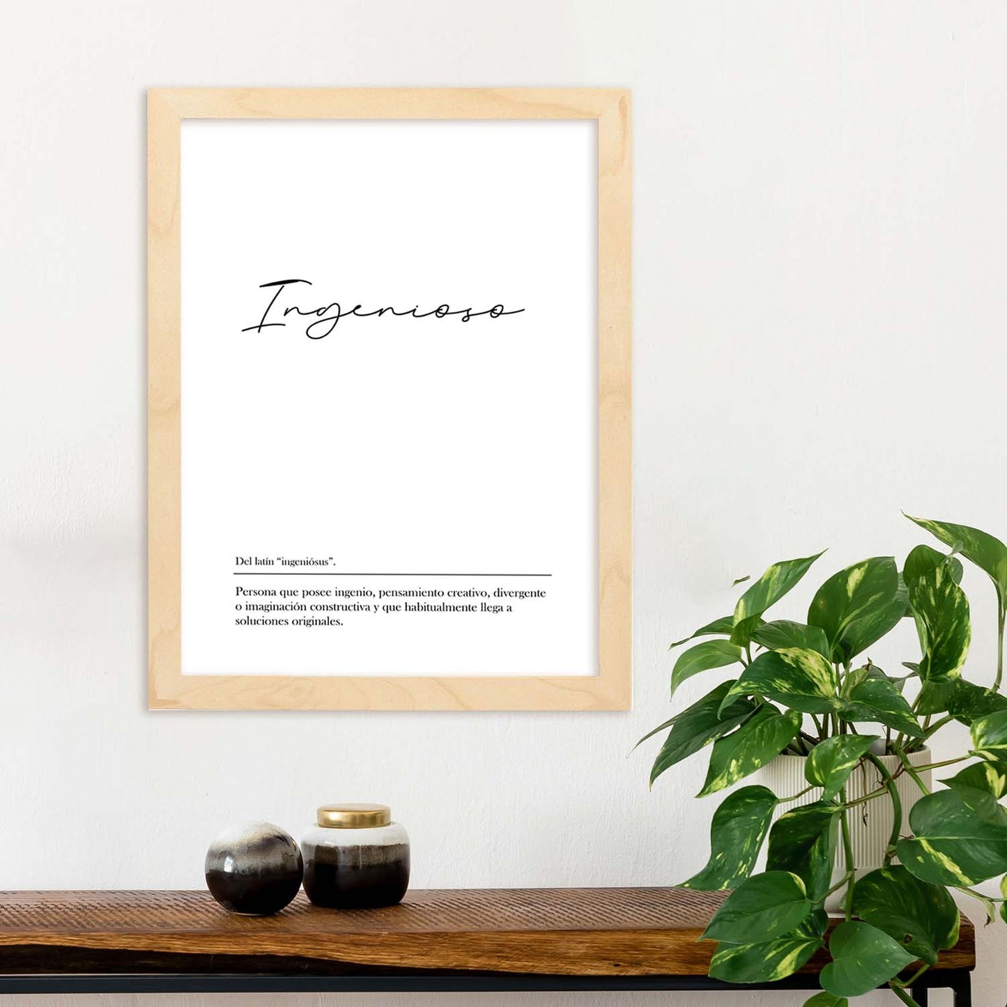 Lámina con la definición de la palabra Ingenioso en con fondo Blanco nórdico-Artwork-Nacnic-Nacnic Estudio SL
