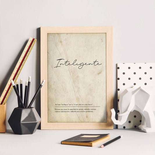 Lámina con la definición de la palabra Inteligente en con Fondo Vintage-Artwork-Nacnic-Nacnic Estudio SL