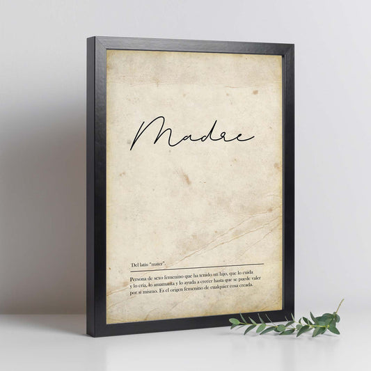 Lámina con la definición de la palabra Madre en con Fondo Vintage-Artwork-Nacnic-Nacnic Estudio SL