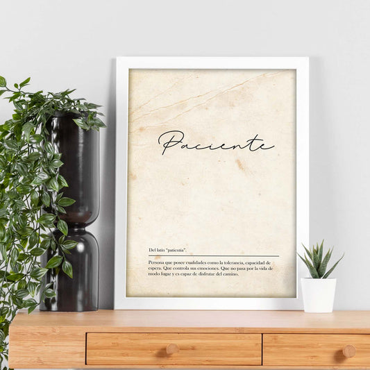 Lámina con la definición de la palabra Paciente en con Fondo Vintage-Artwork-Nacnic-Nacnic Estudio SL