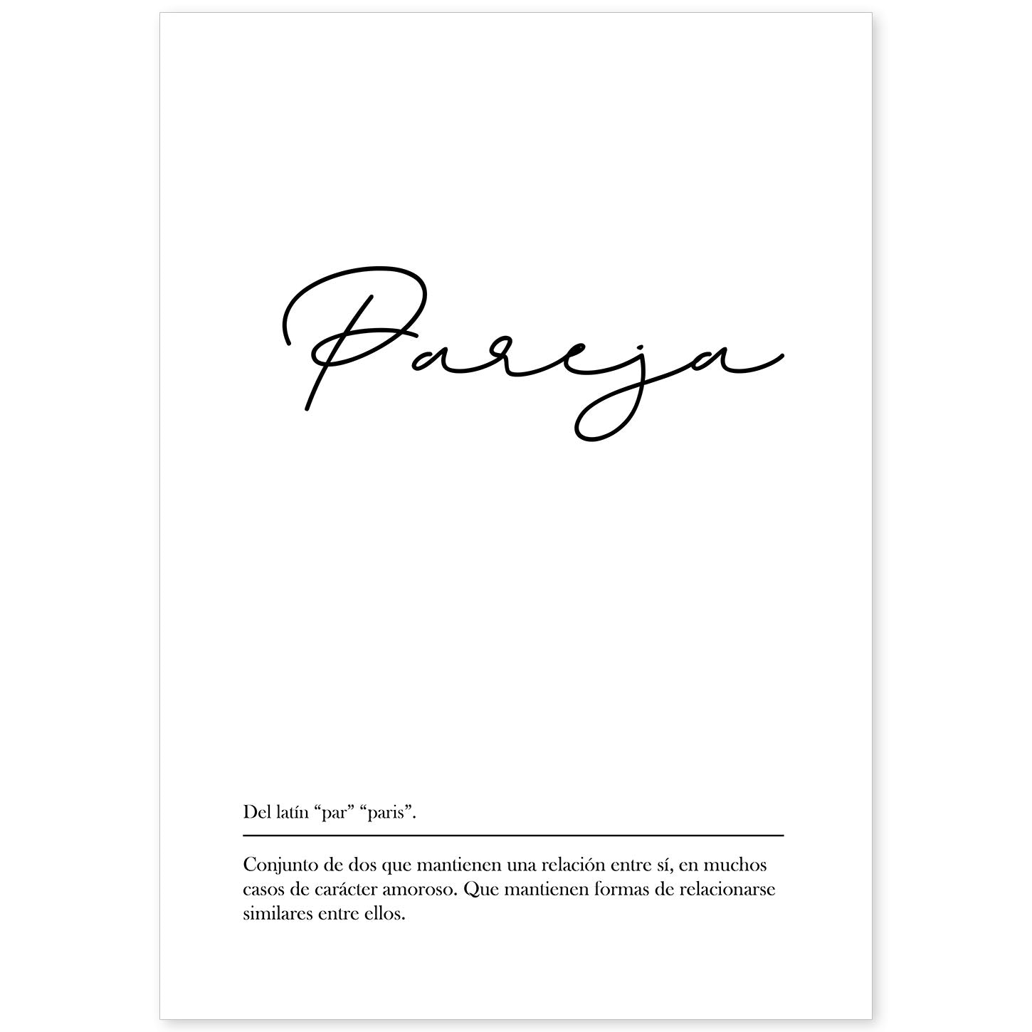 Lámina con la definición de la palabra Pareja en con fondo Blanco nórdico-Artwork-Nacnic-A4-Sin marco-Nacnic Estudio SL
