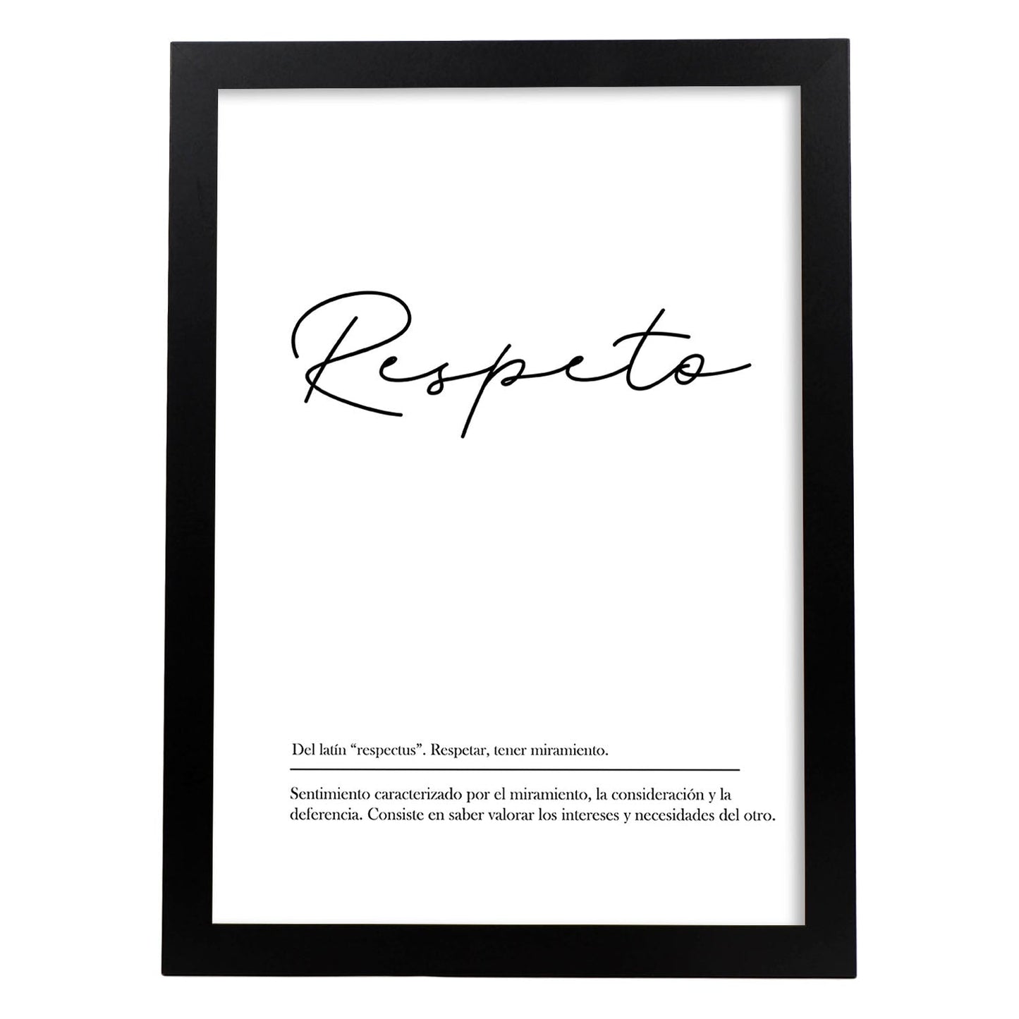 Lámina con la definición de la palabra Respeto en con fondo Blanco nórdico-Artwork-Nacnic-A3-Marco Negro-Nacnic Estudio SL