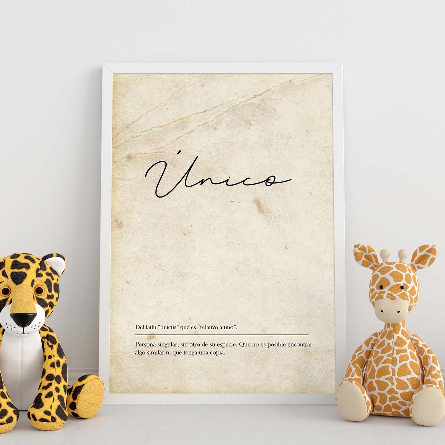 Lámina con la definición de la palabra Unico en con Fondo Vintage-Artwork-Nacnic-Nacnic Estudio SL