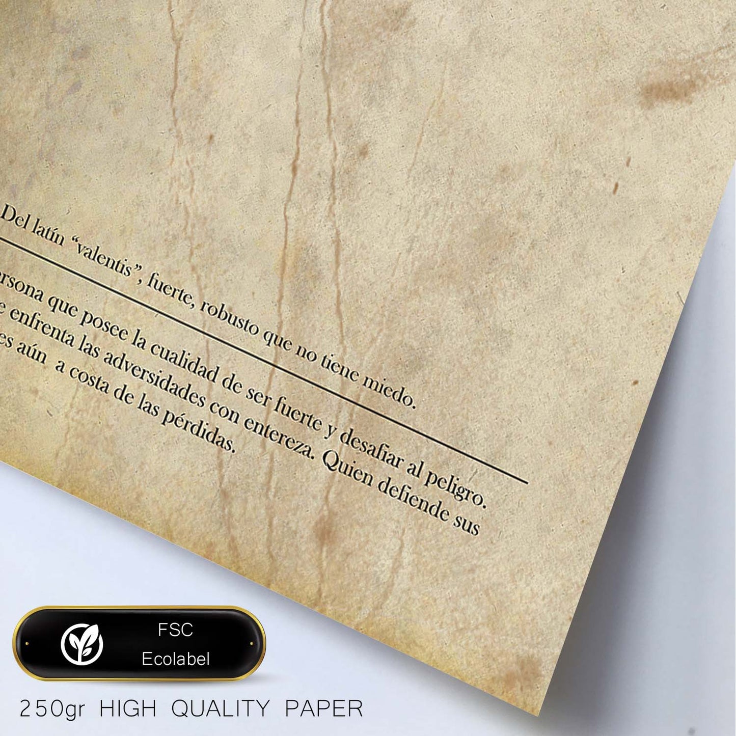 Lámina con la definición de la palabra Valiente en con Fondo Vintage-Artwork-Nacnic-Nacnic Estudio SL