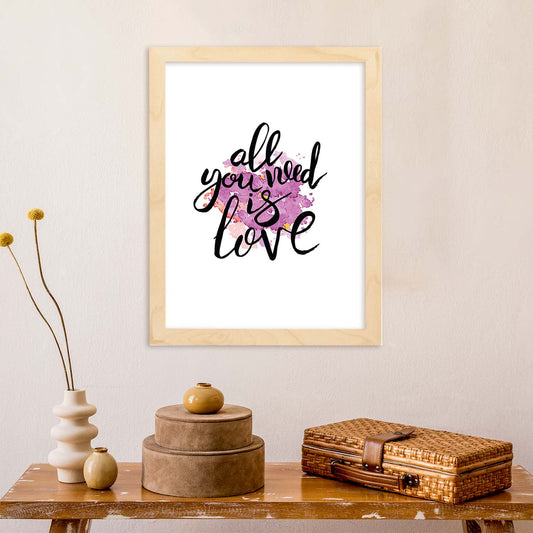 Lámina con mensajes felices coloridos.Poster 'Todo Lo Que Necesitas Es Amor'-Artwork-Nacnic-Nacnic Estudio SL