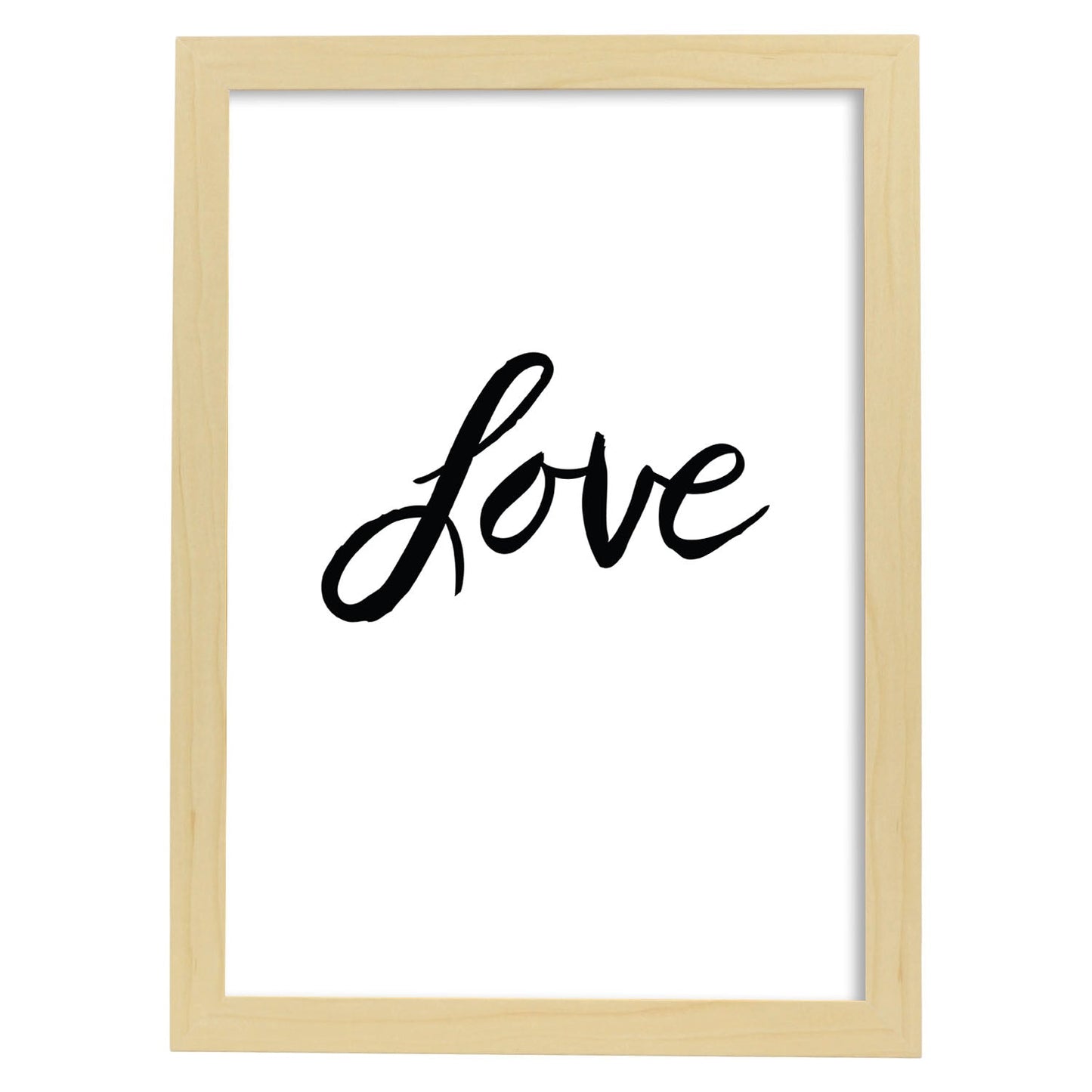 Lámina con mensajes felices en blanco y negro.Poster 'Amor'-Artwork-Nacnic-A4-Marco Madera clara-Nacnic Estudio SL