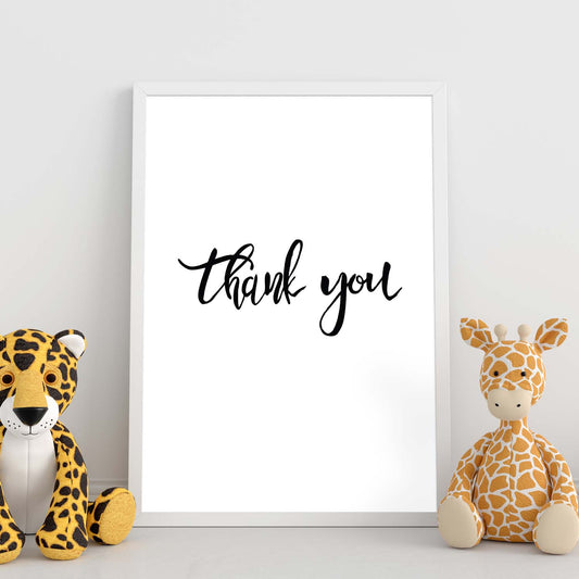 Lámina con mensajes felices en blanco y negro.Poster 'Gracias'-Artwork-Nacnic-Nacnic Estudio SL