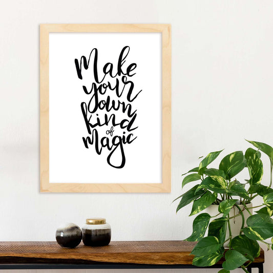 Lámina con mensajes felices en blanco y negro.Poster 'Haz Tu Propia Magia'-Artwork-Nacnic-Nacnic Estudio SL