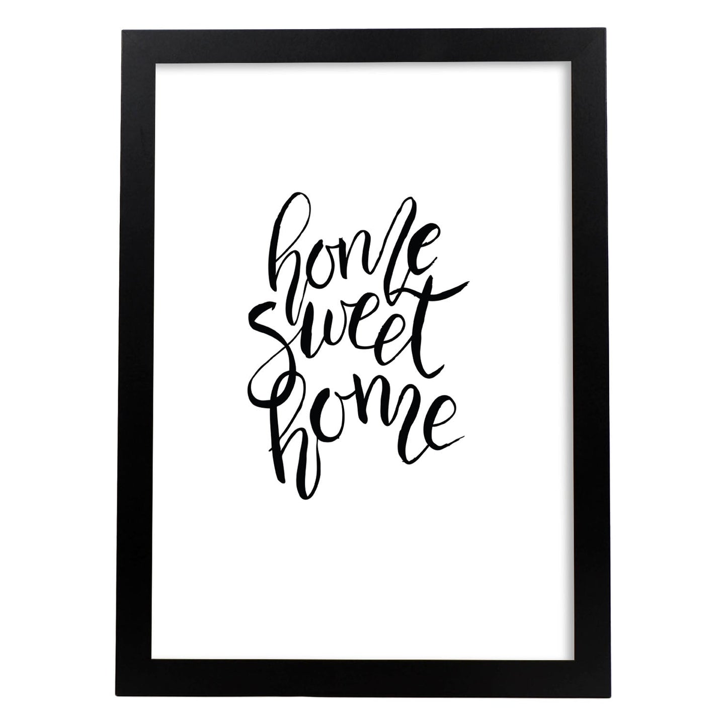 Lámina con mensajes felices en blanco y negro.Poster 'Hogar Dulce Hogar'-Artwork-Nacnic-A4-Marco Negro-Nacnic Estudio SL