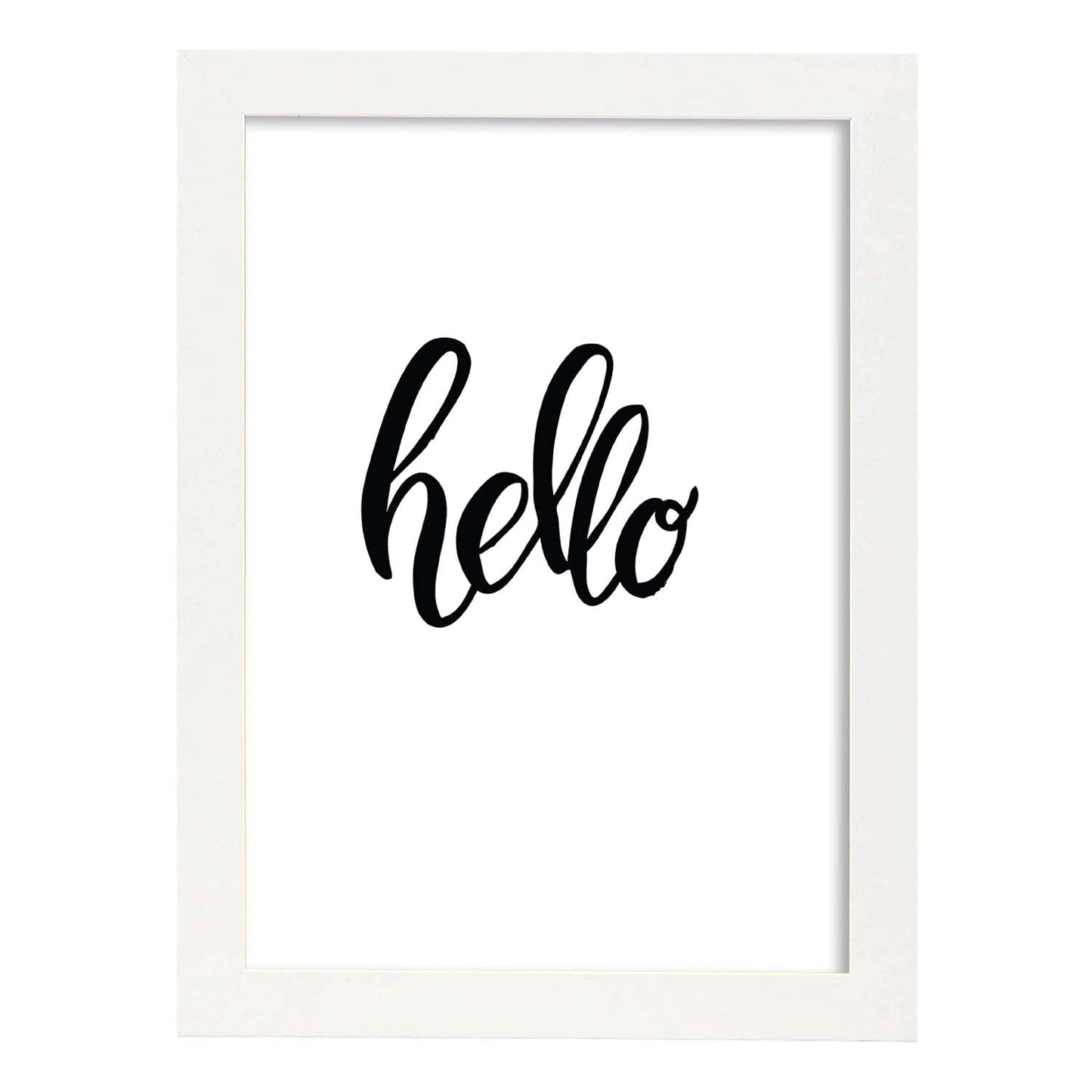 Lámina con mensajes felices en blanco y negro.Poster 'Hola'-Artwork-Nacnic-A3-Marco Blanco-Nacnic Estudio SL