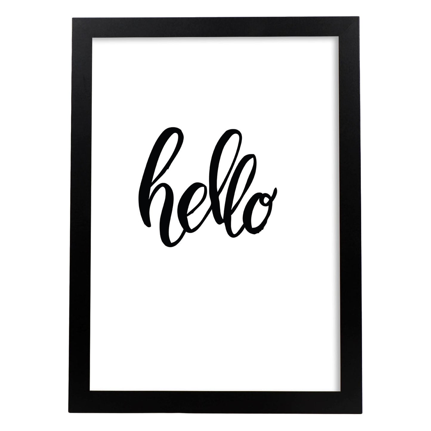 Lámina con mensajes felices en blanco y negro.Poster 'Hola'-Artwork-Nacnic-A3-Marco Negro-Nacnic Estudio SL