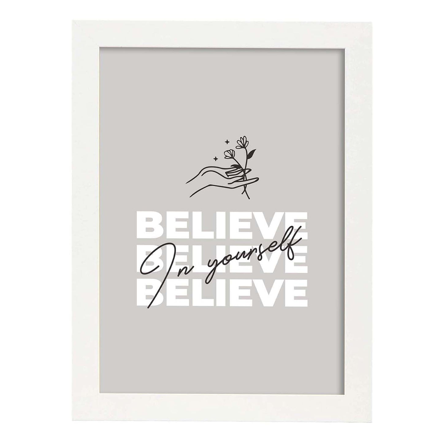 Lámina Cree en tí. Pósters con mensajes positivos sobre el amor propio.-Artwork-Nacnic-A3-Marco Blanco-Nacnic Estudio SL