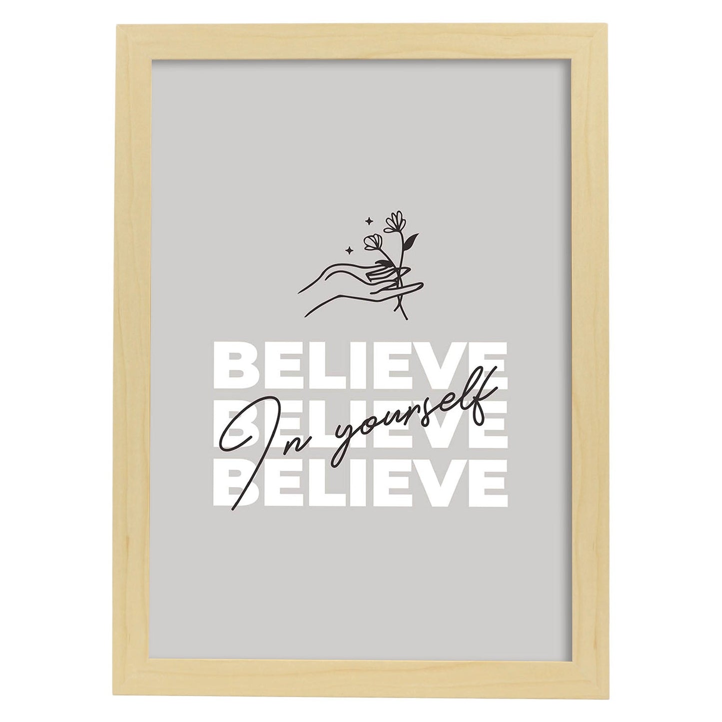 Lámina Cree en tí. Pósters con mensajes positivos sobre el amor propio.-Artwork-Nacnic-A3-Marco Madera clara-Nacnic Estudio SL