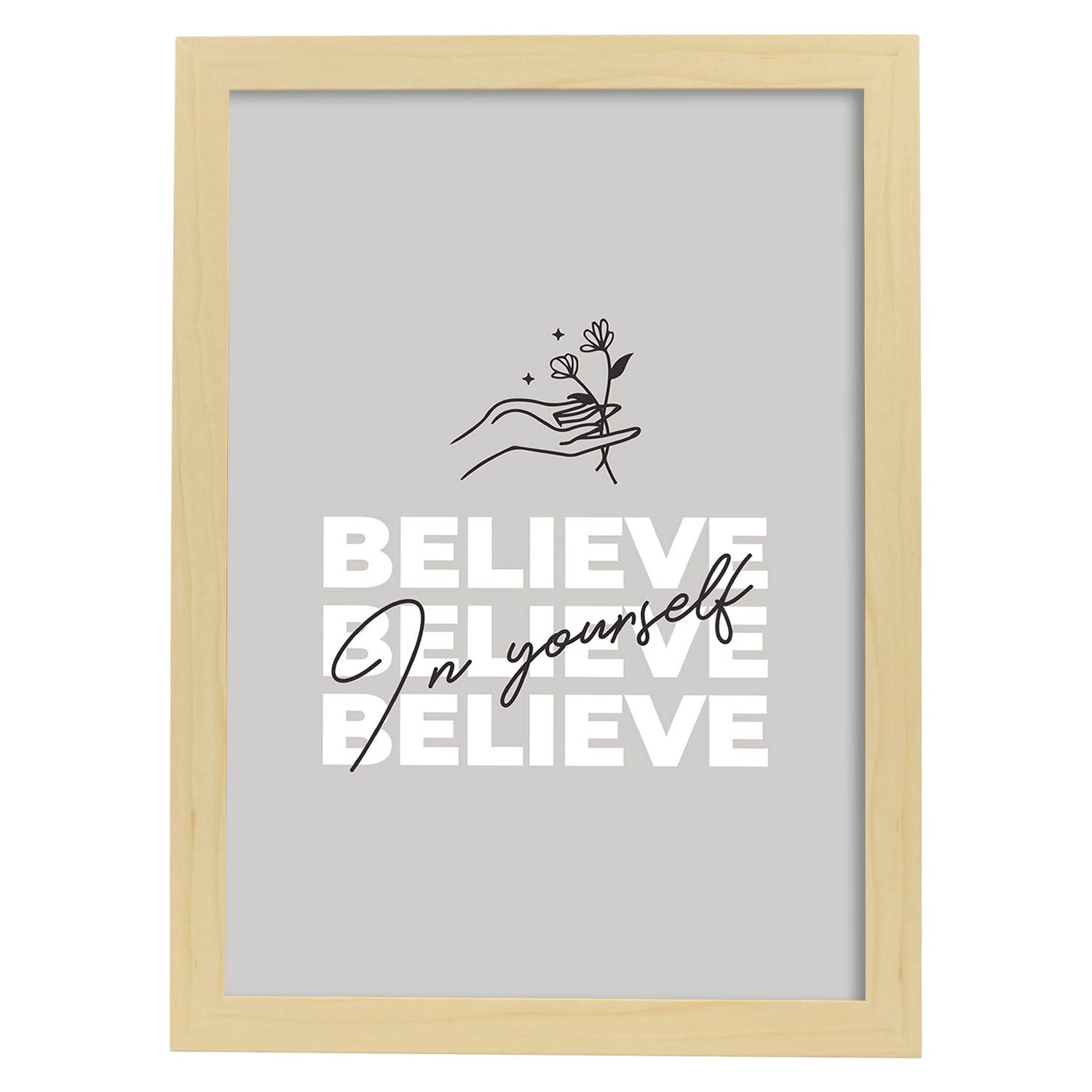 Lámina Cree en tí. Pósters con mensajes positivos sobre el amor propio.-Artwork-Nacnic-A4-Marco Madera clara-Nacnic Estudio SL
