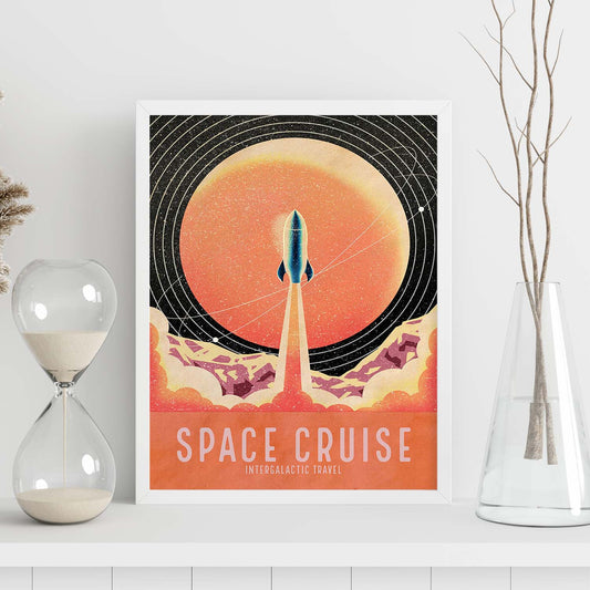 Lámina Crucero espacial. Pósters con detalladas ilustraciones del espacio. Coloridas imágenes de satélites, estrellas y planetas.-Artwork-Nacnic-Nacnic Estudio SL