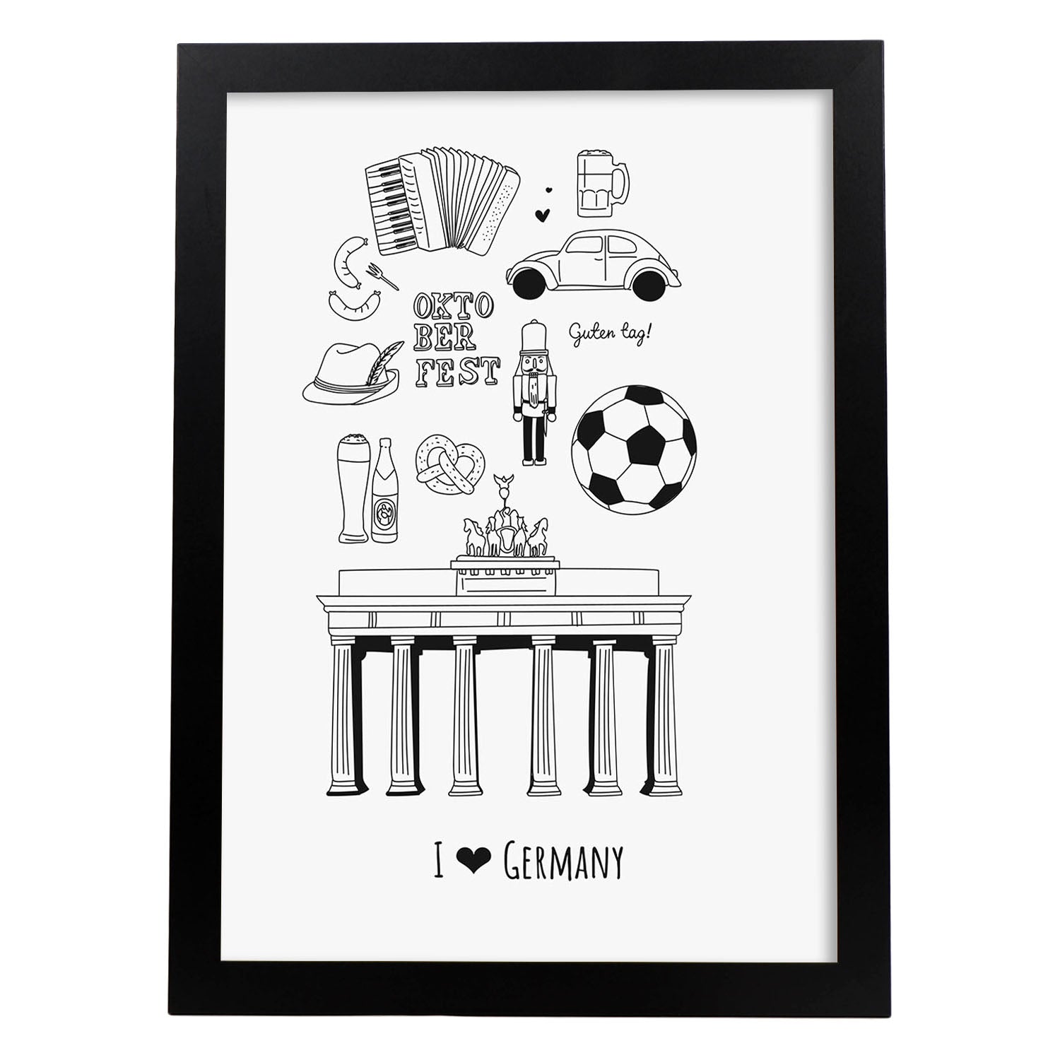 Lámina de Alemania. Pósters de países y ciudades del mundo. Imágenes de monumentos y viajes.-Artwork-Nacnic-A3-Marco Negro-Nacnic Estudio SL