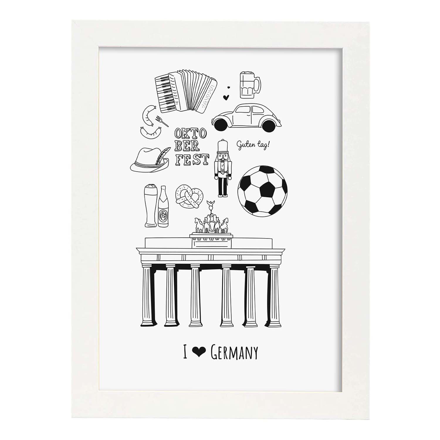 Lámina de Alemania. Pósters de países y ciudades del mundo. Imágenes de monumentos y viajes.-Artwork-Nacnic-A4-Marco Blanco-Nacnic Estudio SL