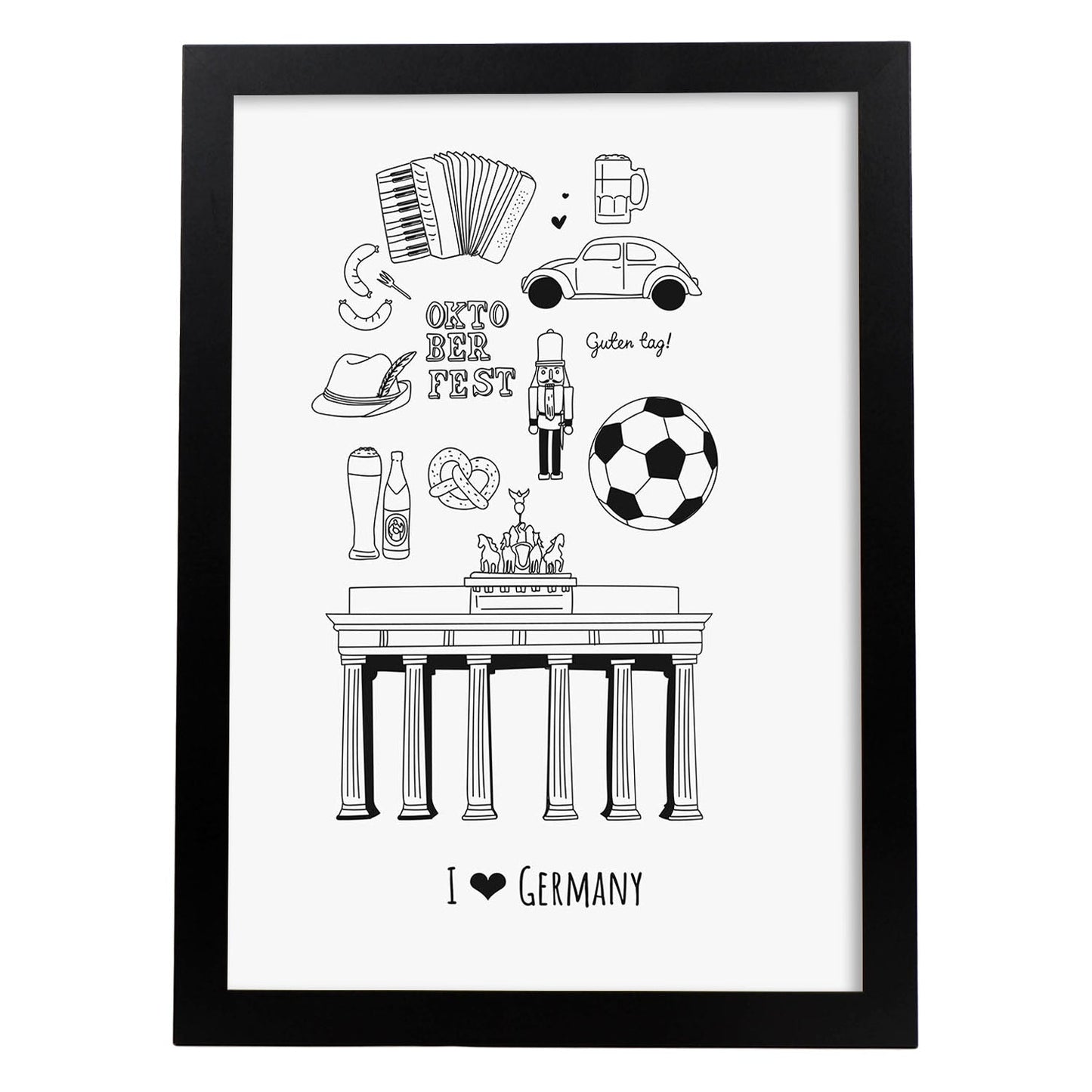 Lámina de Alemania. Pósters de países y ciudades del mundo. Imágenes de monumentos y viajes.-Artwork-Nacnic-A4-Marco Negro-Nacnic Estudio SL