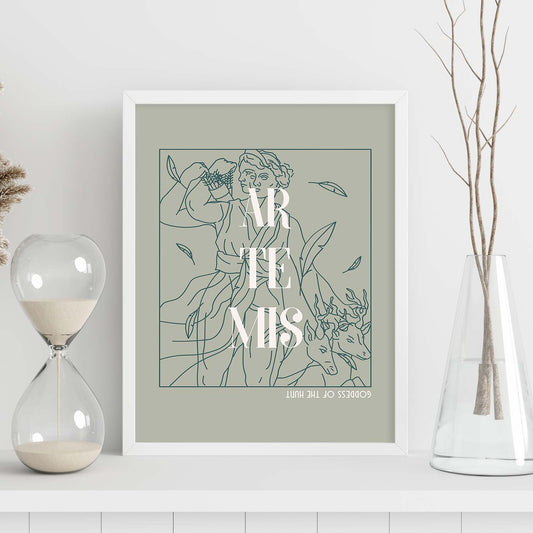 Lámina de Artemis. Pósters con ilustraciones minimalistas de los dioses de la mitología griega.-Artwork-Nacnic-Nacnic Estudio SL