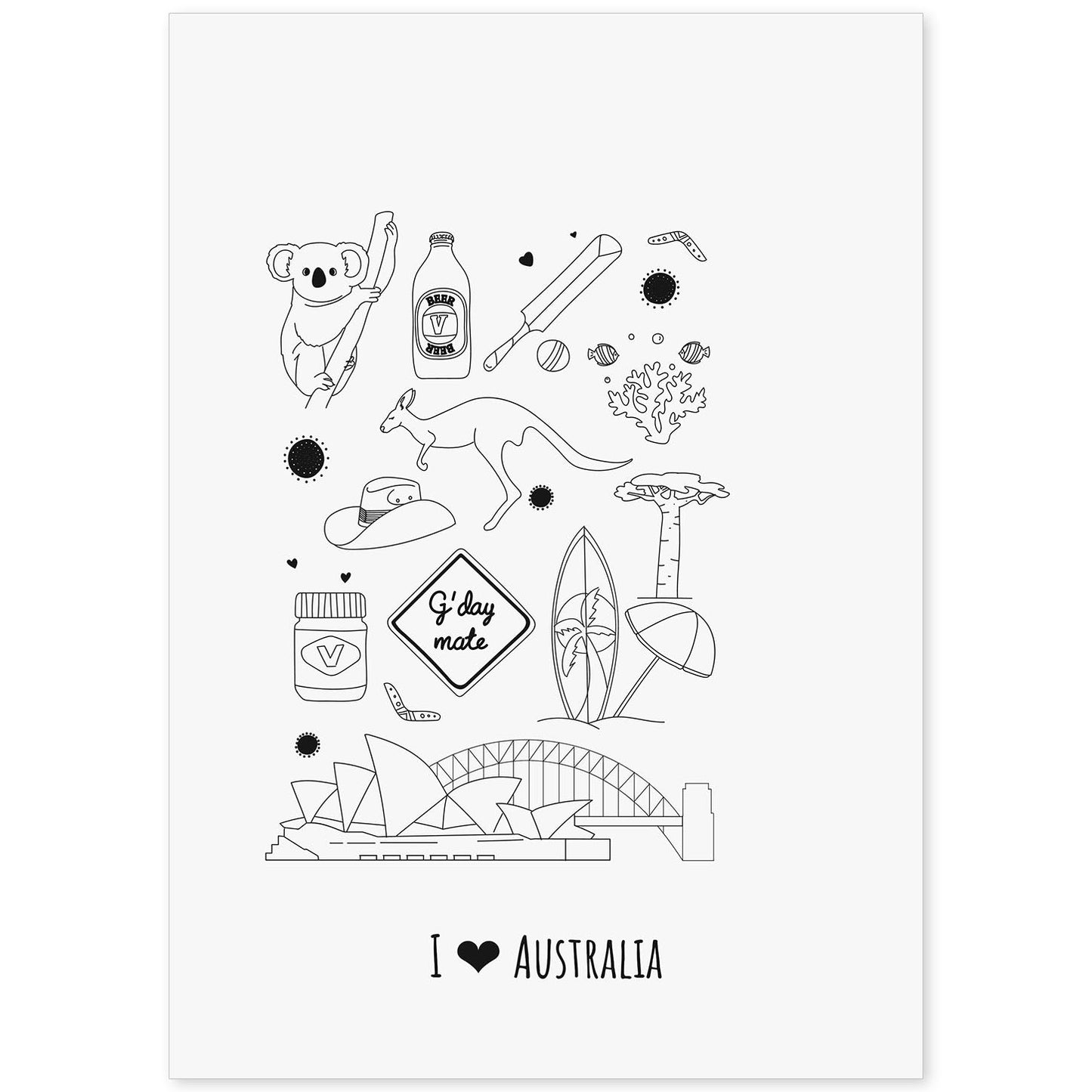 Lámina de Australia. Pósters de países y ciudades del mundo. Imágenes de monumentos y viajes.-Artwork-Nacnic-A4-Sin marco-Nacnic Estudio SL