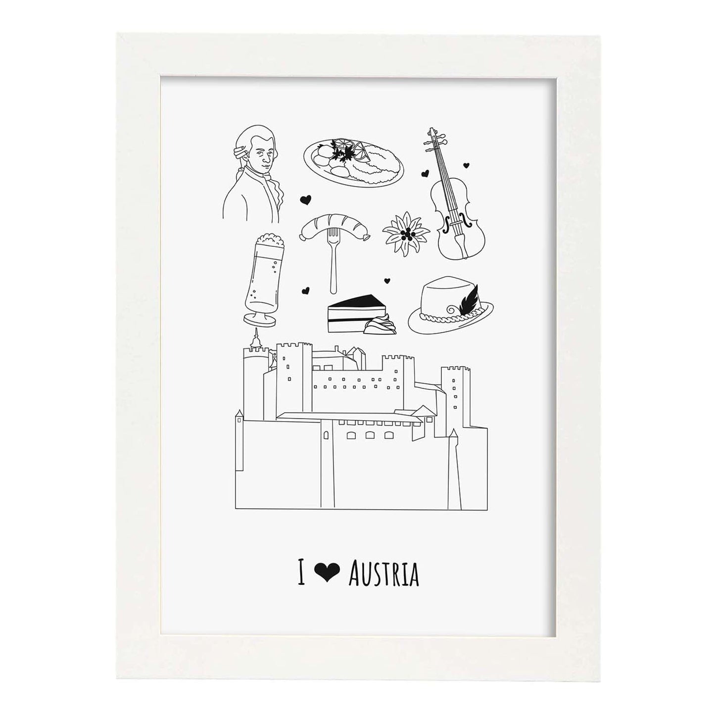 Lámina de Austria. Pósters de países y ciudades del mundo. Imágenes de monumentos y viajes.-Artwork-Nacnic-A3-Marco Blanco-Nacnic Estudio SL