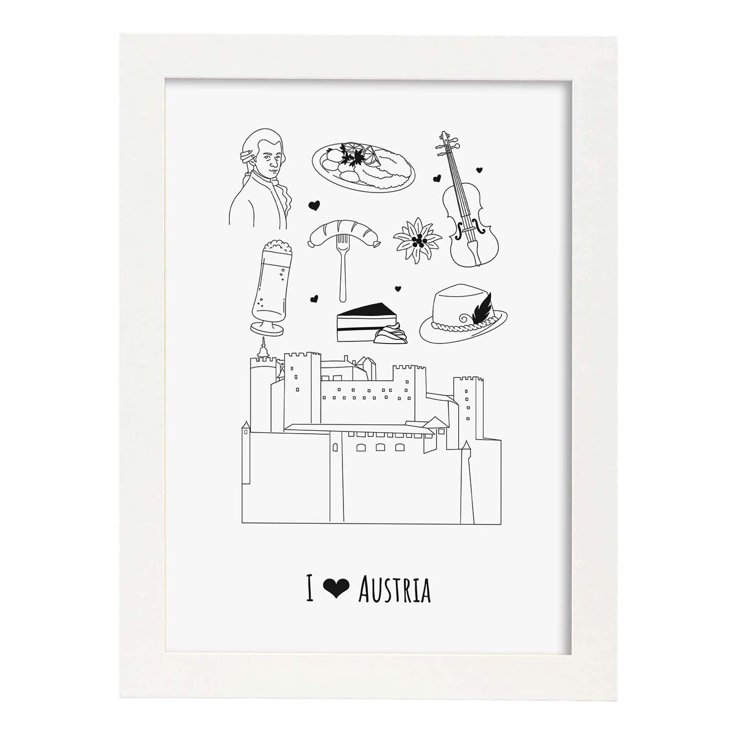Lámina de Austria. Pósters de países y ciudades del mundo. Imágenes de monumentos y viajes.-Artwork-Nacnic-A3-Marco Blanco-Nacnic Estudio SL