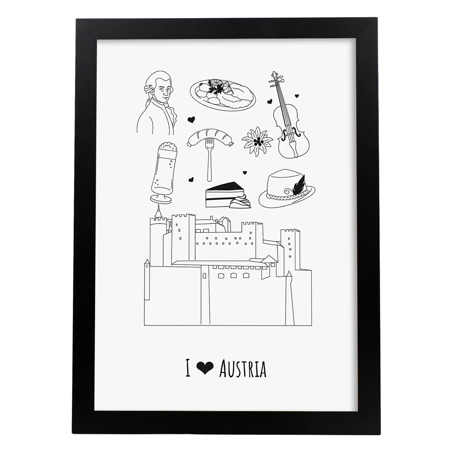 Lámina de Austria. Pósters de países y ciudades del mundo. Imágenes de monumentos y viajes.-Artwork-Nacnic-A4-Marco Negro-Nacnic Estudio SL