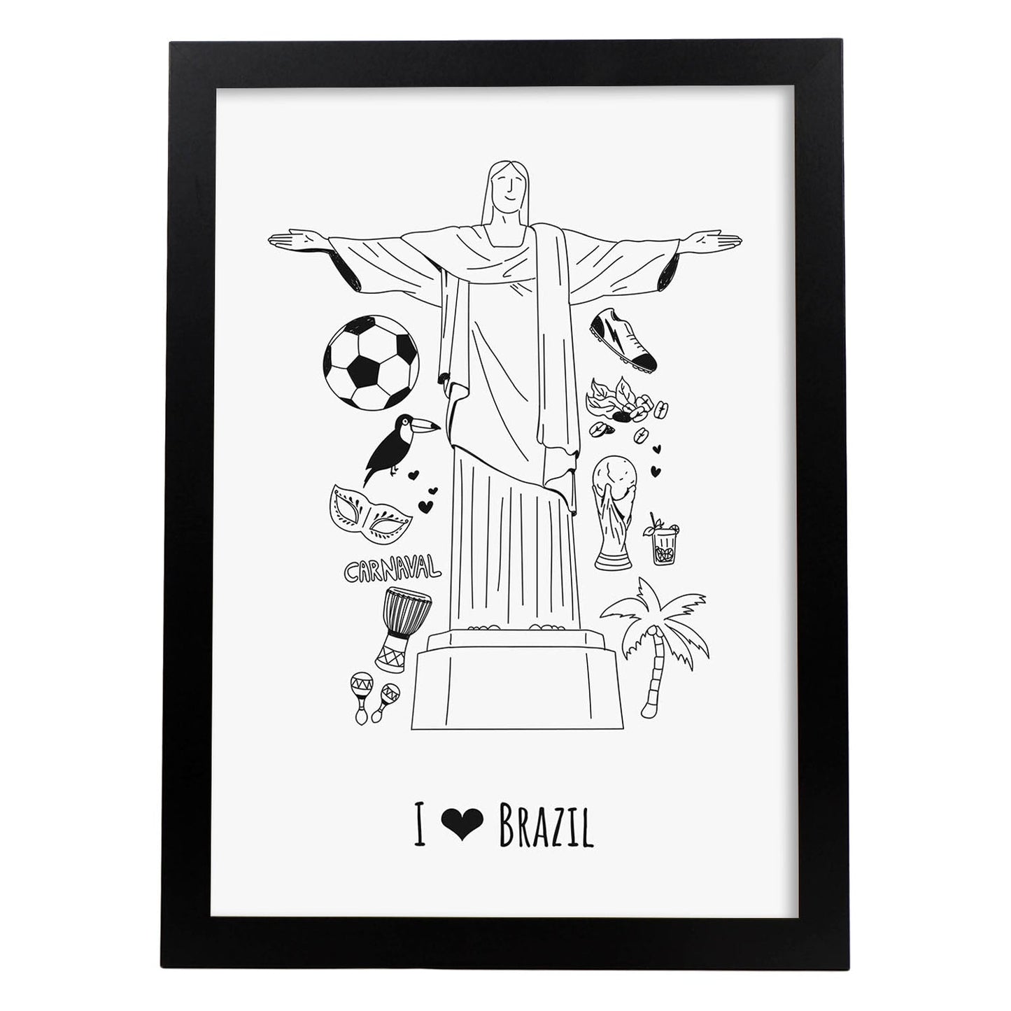 Lámina de Brasil. Pósters de países y ciudades del mundo. Imágenes de monumentos y viajes.-Artwork-Nacnic-A3-Marco Negro-Nacnic Estudio SL