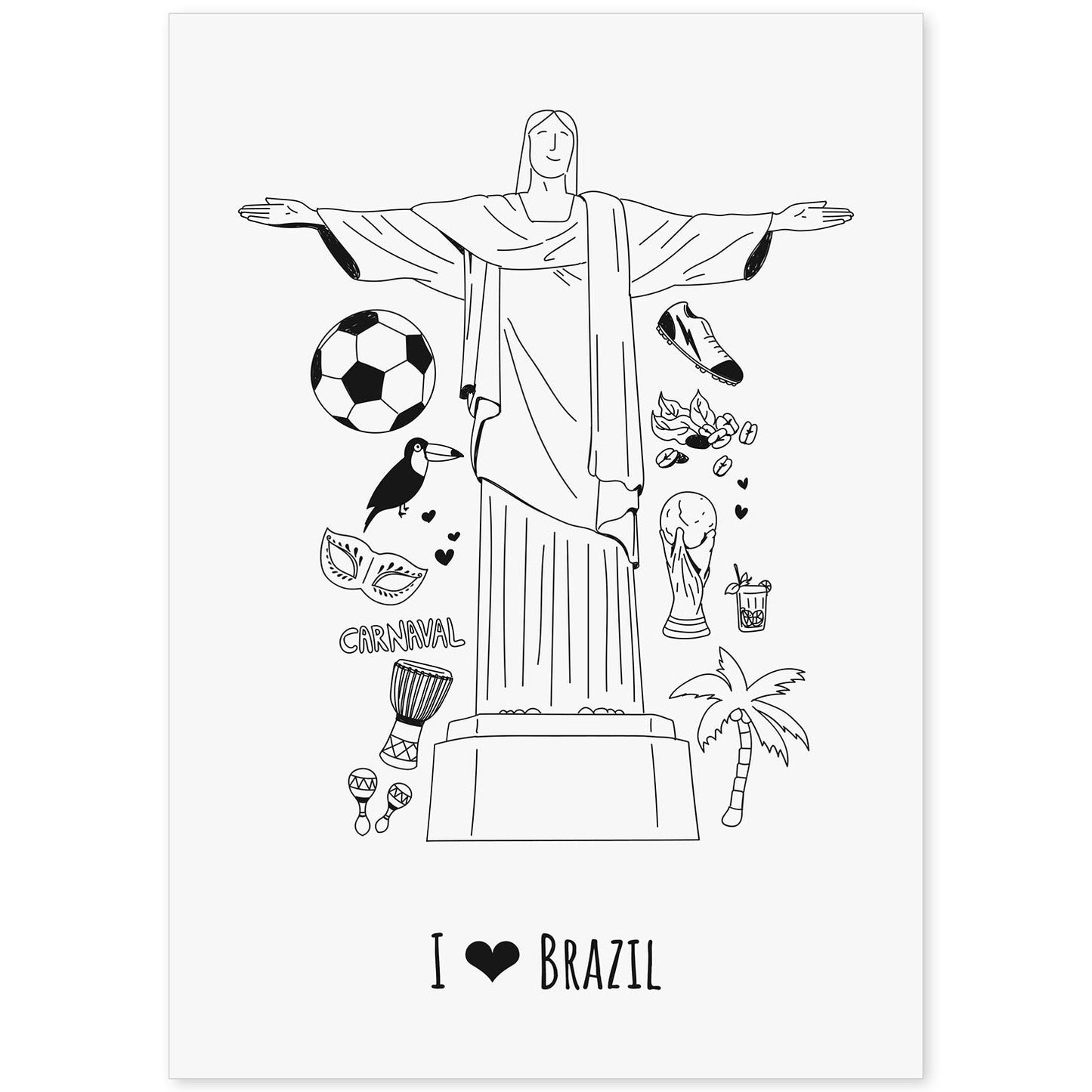 Lámina de Brasil. Pósters de países y ciudades del mundo. Imágenes de monumentos y viajes.-Artwork-Nacnic-A4-Sin marco-Nacnic Estudio SL